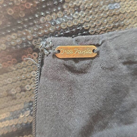 Free People  Womens Black Film Noir Sequin Deep V Sleeveless Mini Dress, NWOT, s - Picture 9 of 10